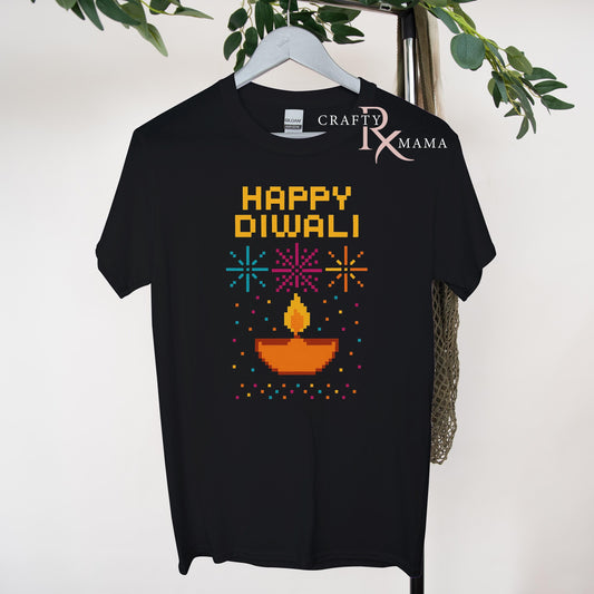 Retro Diwali Pixel Art Tee Tee
