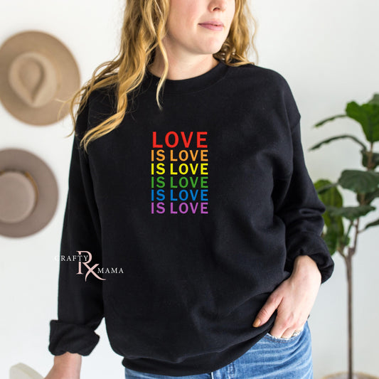 Embroidered Love is Love T-Shirt Sweatshirt | Pride Shirt | Celebrate | Desi Pride Shirt | Pride Month
