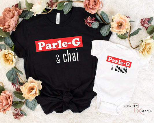Parle-G and Chai matching shirts