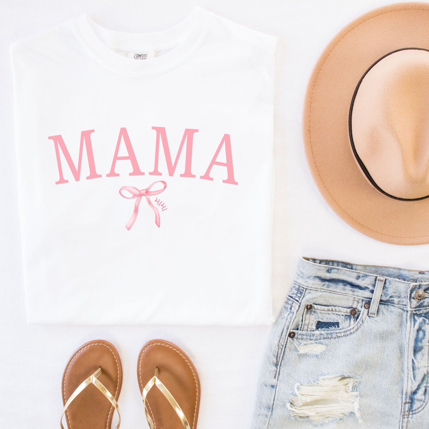 Personalized Mama with coquette bow Tee