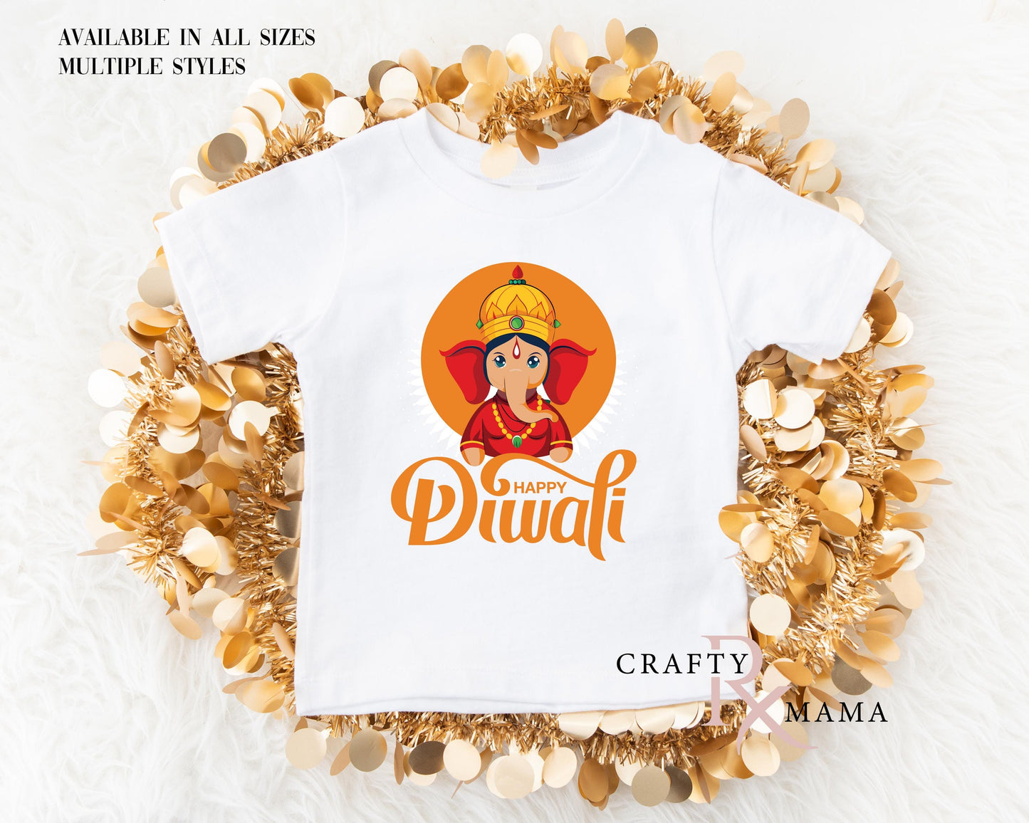 Orange and Red Ganesh Diwali bodysuit or tee