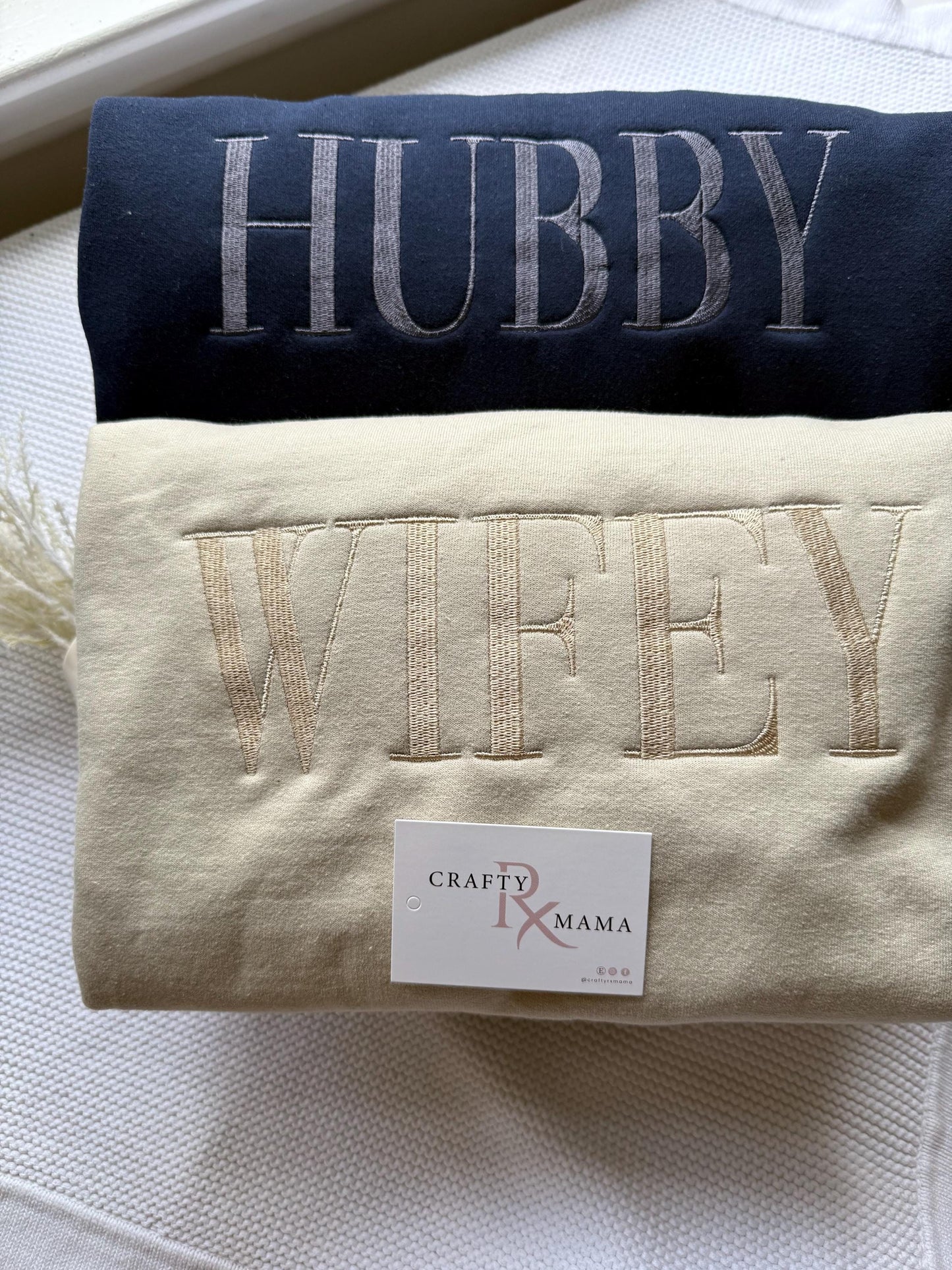 Embroidered Hubby, Wifey Sweatshirt