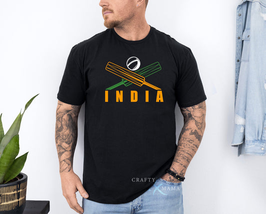 Team India Crossed Cricket Bat Tee