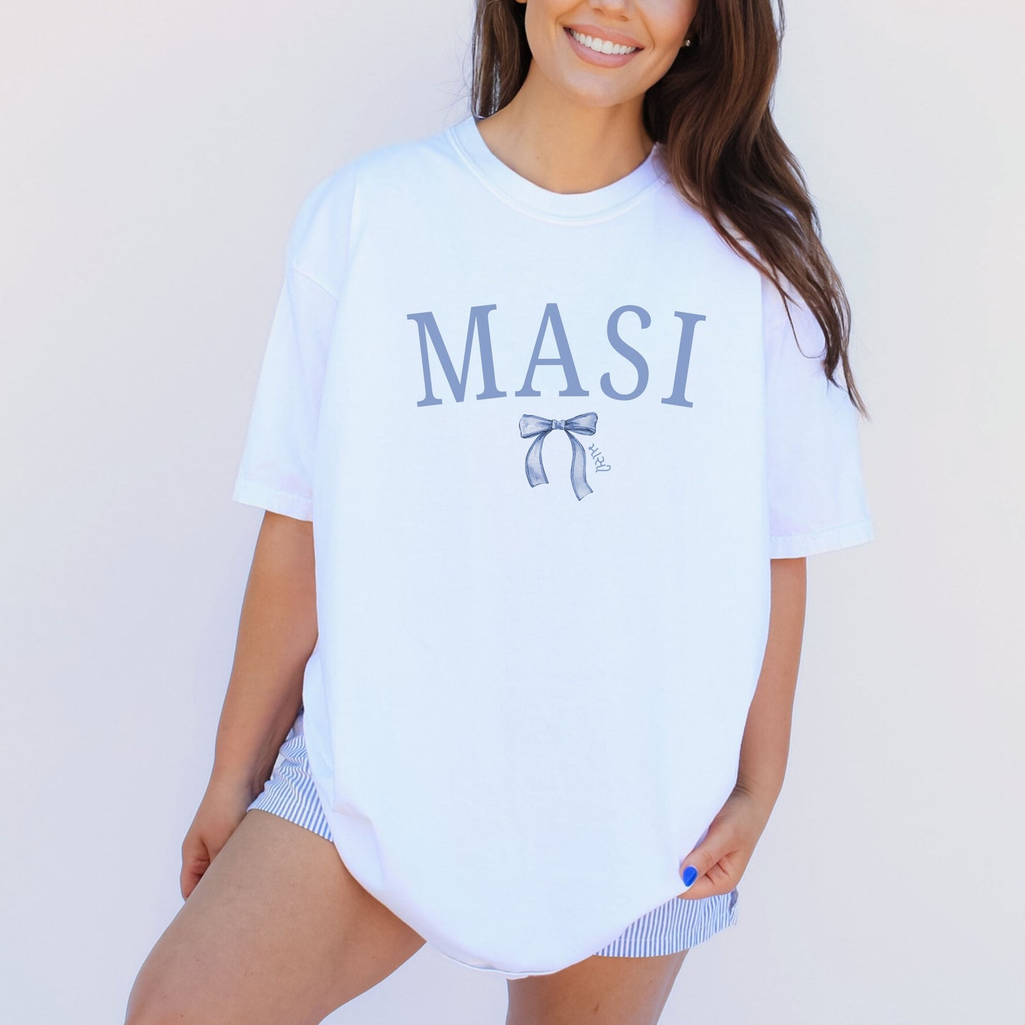 Personalized Mama with coquette bow Tee