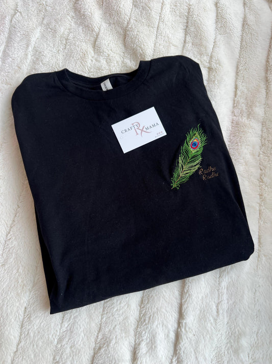 Embroidered Radhe Radhe Peacock Feather Sweatshirt