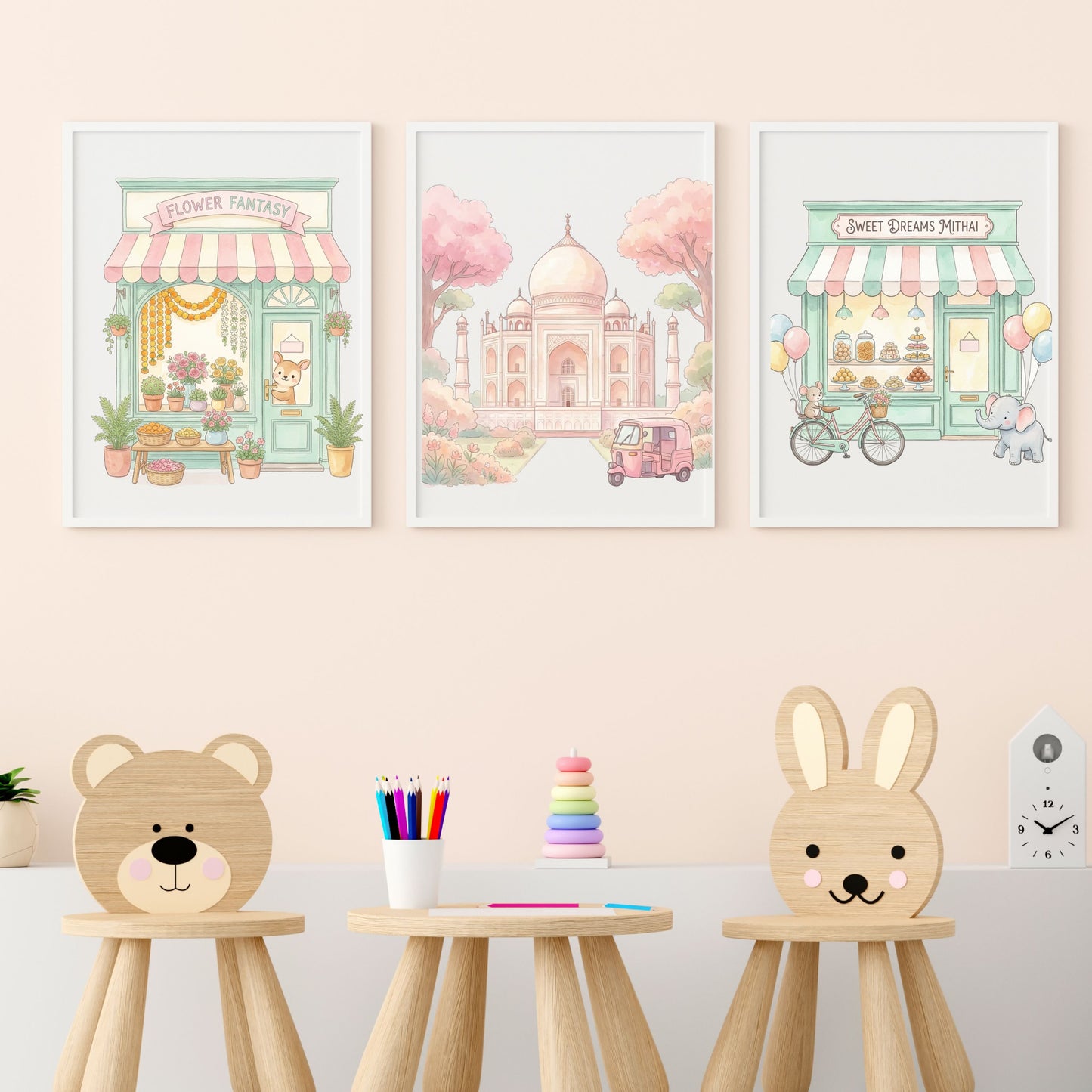 Indian Nursery Wall Art Baby Girl Room Decor | Digital Download
