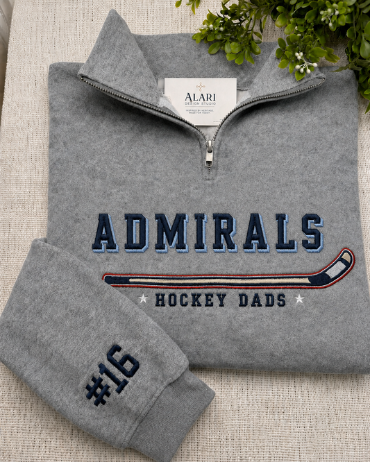 Embroidered 1/4 Zip Admiral Hockey Dads Sweatshirt