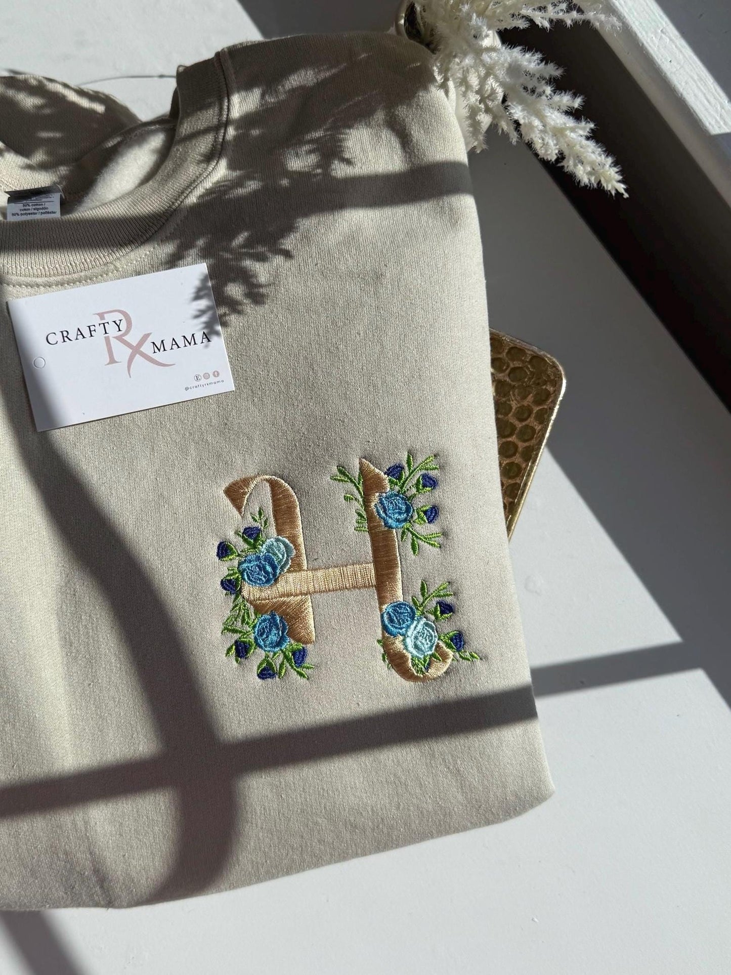 Custom Floral MA Sweatshirt w/embroidered names on sleeves