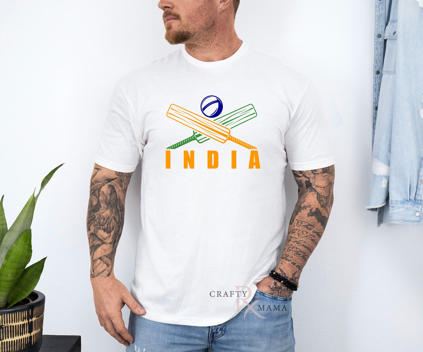 Team India Crossed Cricket Bat Tee