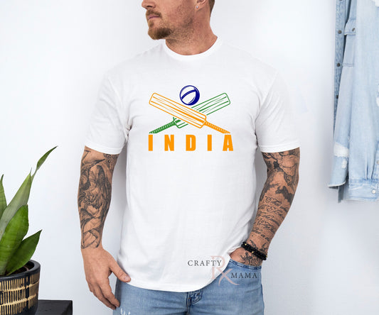 Team India Crossed Cricket Bat Tee