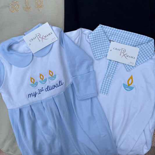 Diwali Diya gingham shirt or  romper