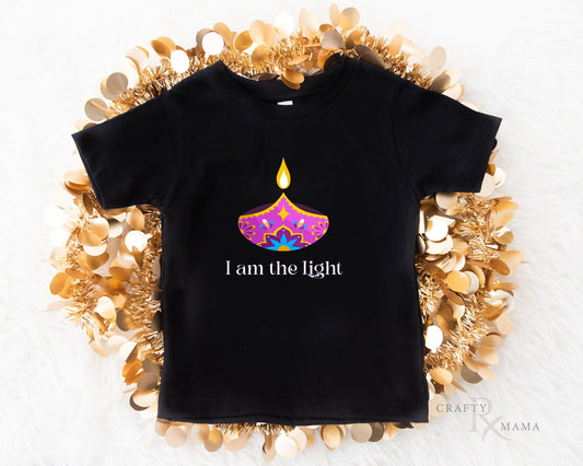 I am the Light Diya Diwali Black  Bodysuit  or Tee