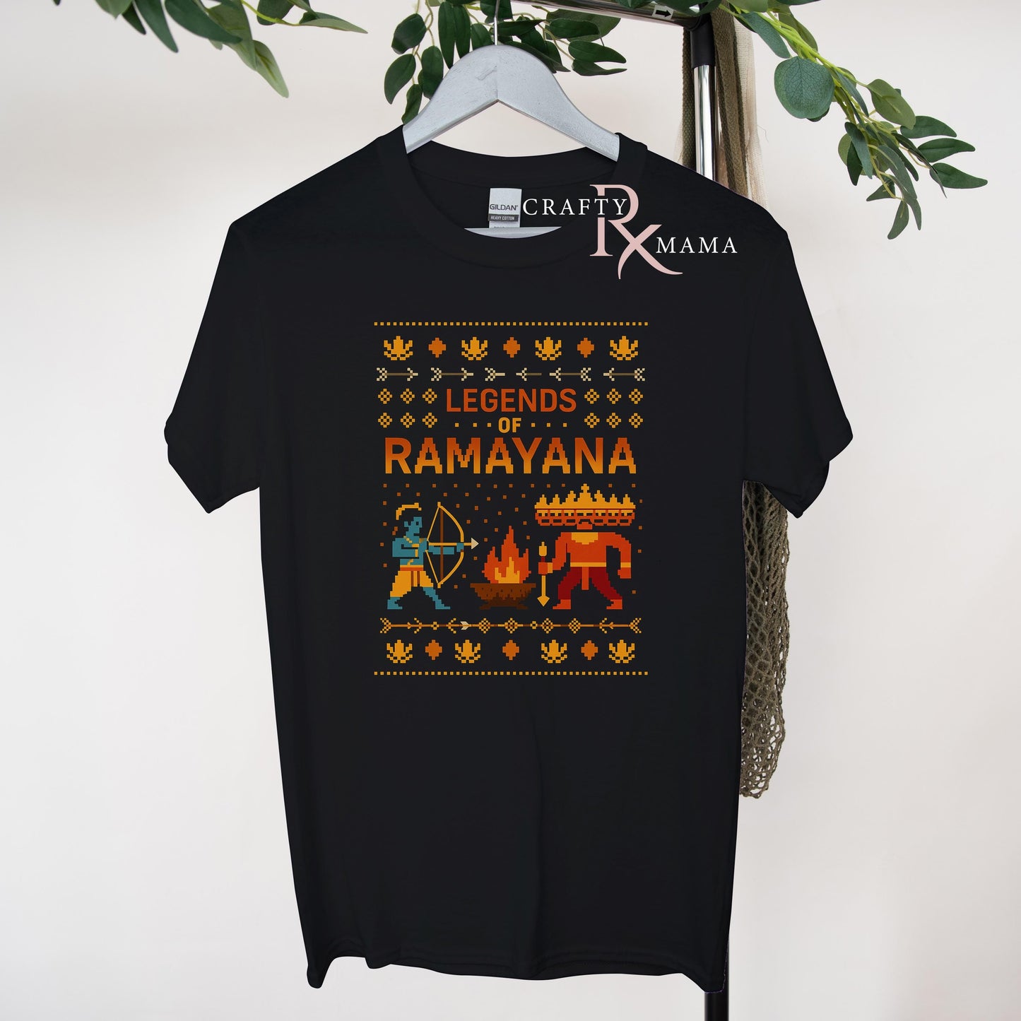 Retro Ramayan Video Game Shirt: Pixel Art Ram vs Ravan Tee