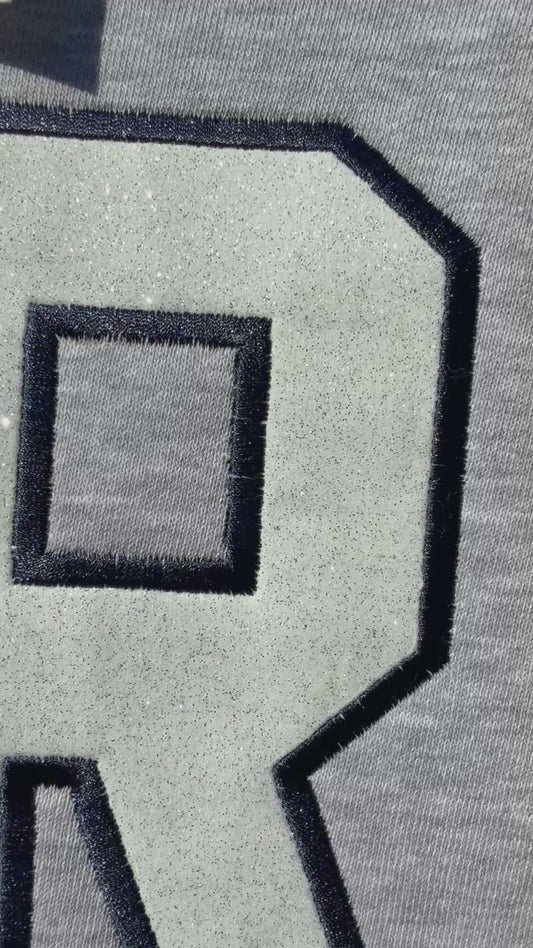 Embroidered Rockland Glitter Varsity Letter Sweatshirt
