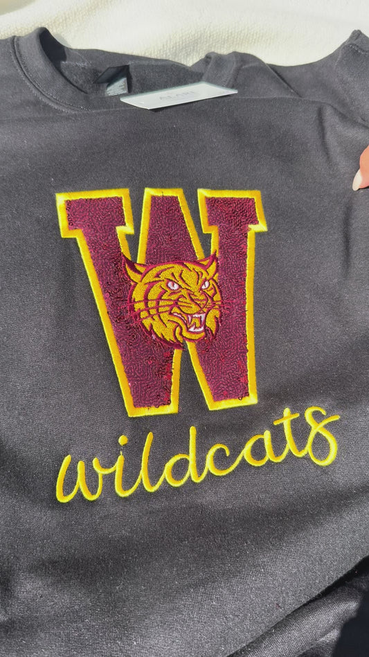Youth Embroidered Wildcat Sweatshirt - Both options